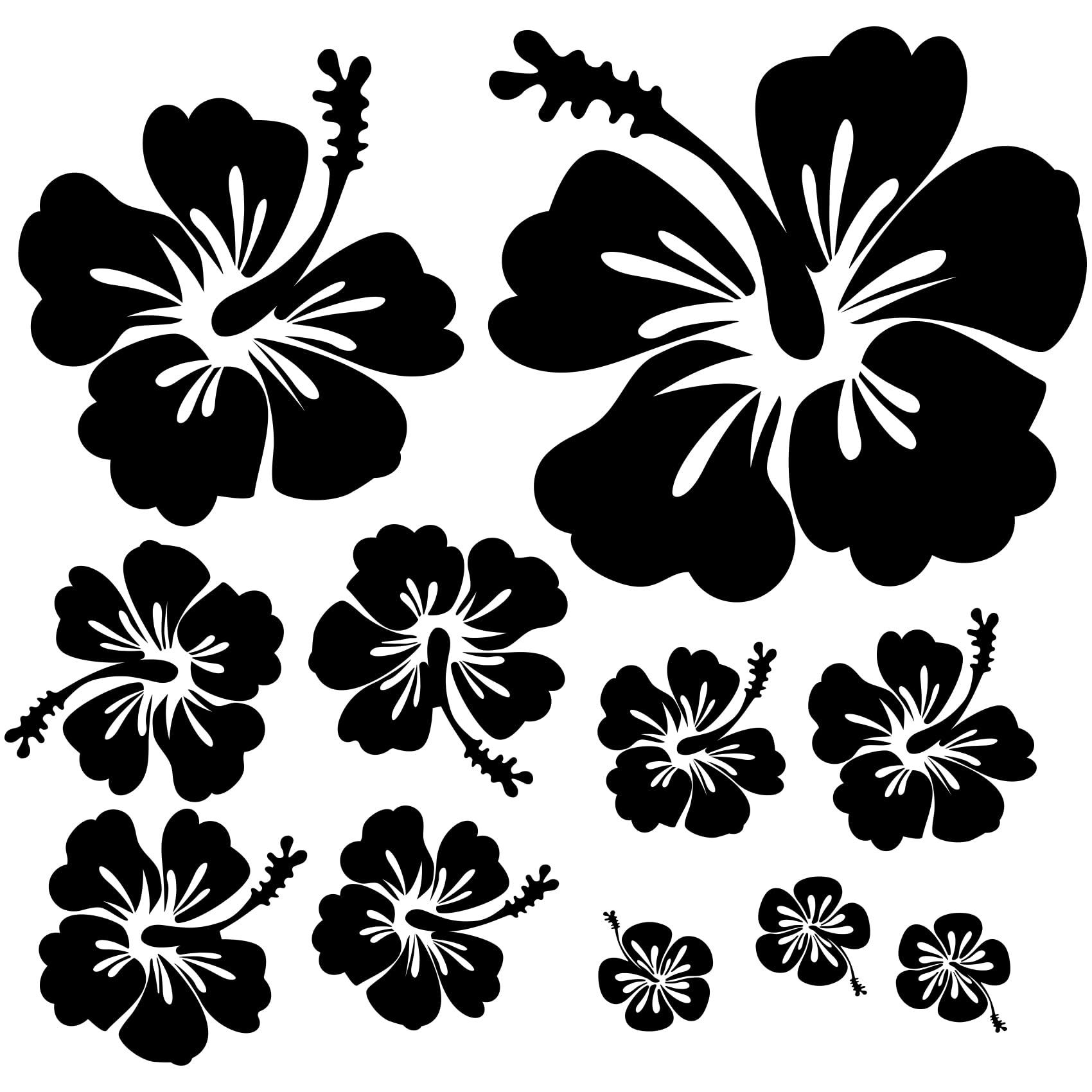 Finest Folia Decorative Sticker Hibiscus Flowers Home Decoration Sticker Home Sticker Living Toilet Lid Fridge Laptop Toilet Self-Adhesive K165 (01 Black)