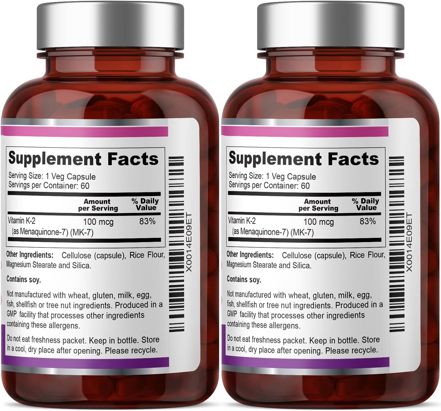 biophix Vitamin K2 MK-7-100 mcg 60 Vcaps 2 Pack - Supports Strong Bones Immune Health