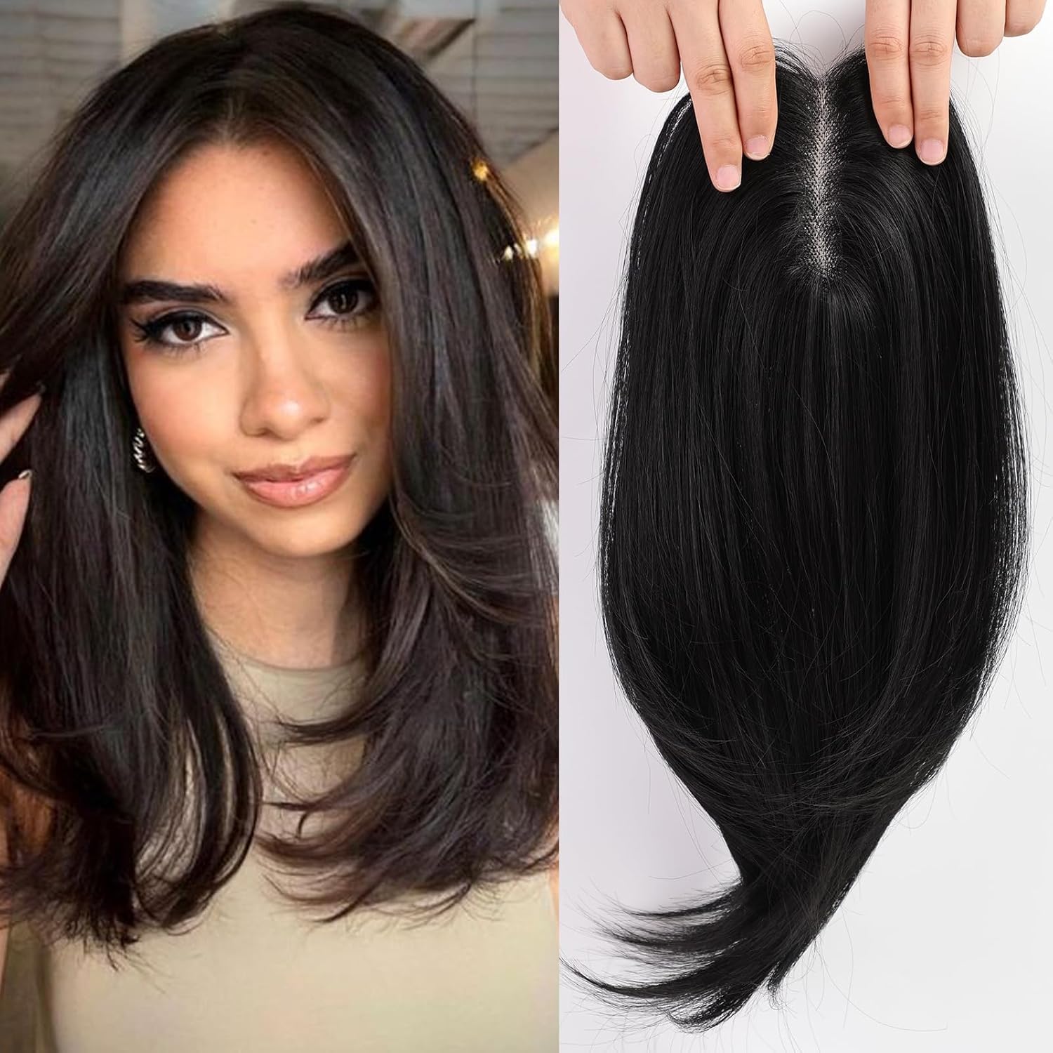 Tressed Up Hair 5 Clip Toppers for Women - 14 Inch Wiglets With Thinning Hair - 5.5x5 Inch Synthetic Hair Piece-image-28