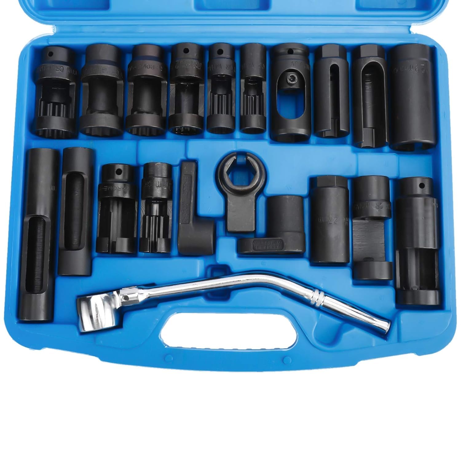 FreeTec 21pcs Oxygen Sensor Socket Set, 22mm Lambda Sensor Removal Tool Set, 1/2" Drive O2 Nox Sensor Sockets Wrench Oil Pressure Sending Unit Socket Set