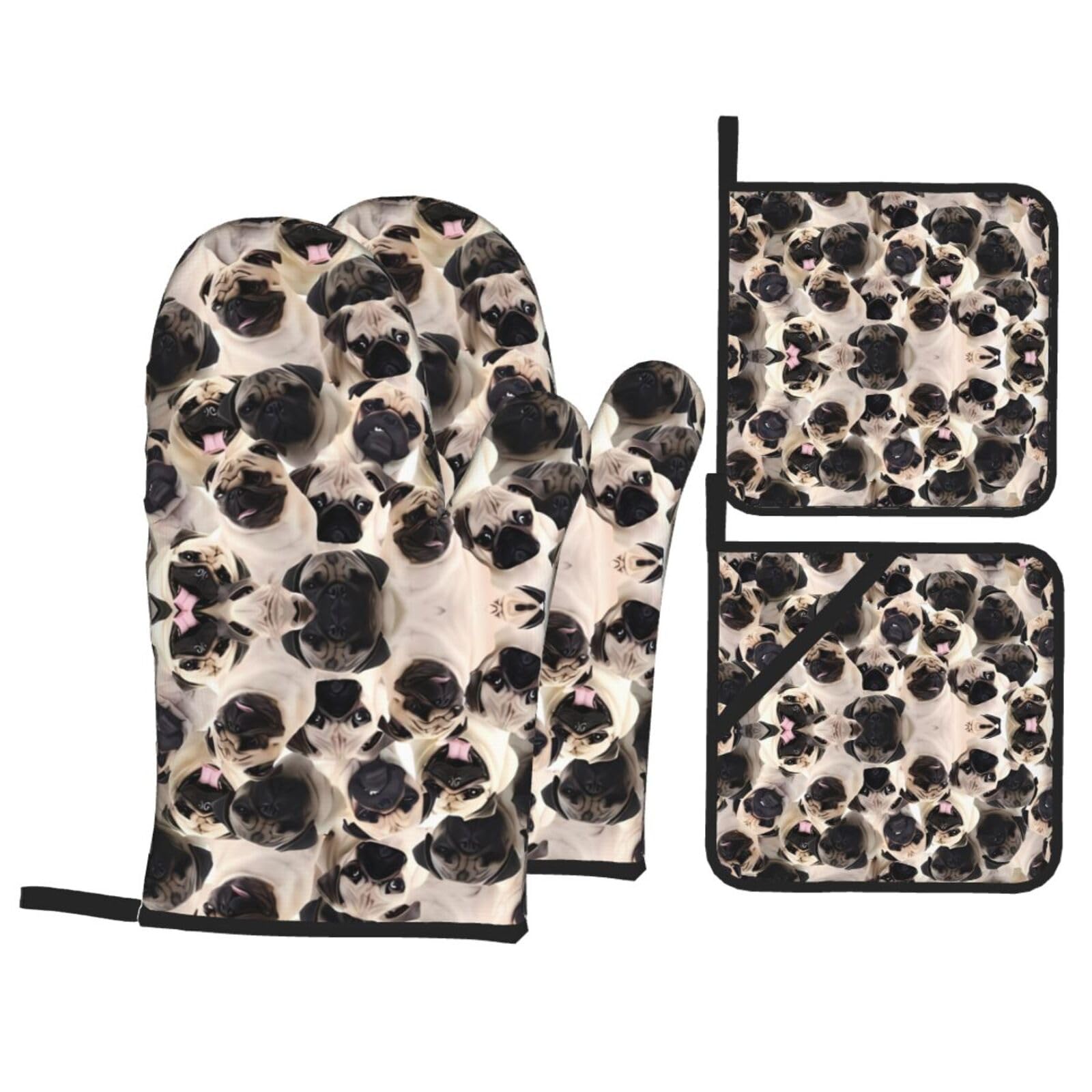 HJFCZH DOG Prints Kitchen Covers: Waterproof Oven Layers for Safe Cooking & Easy Cleanup - 4 Piece Heat Protection Set