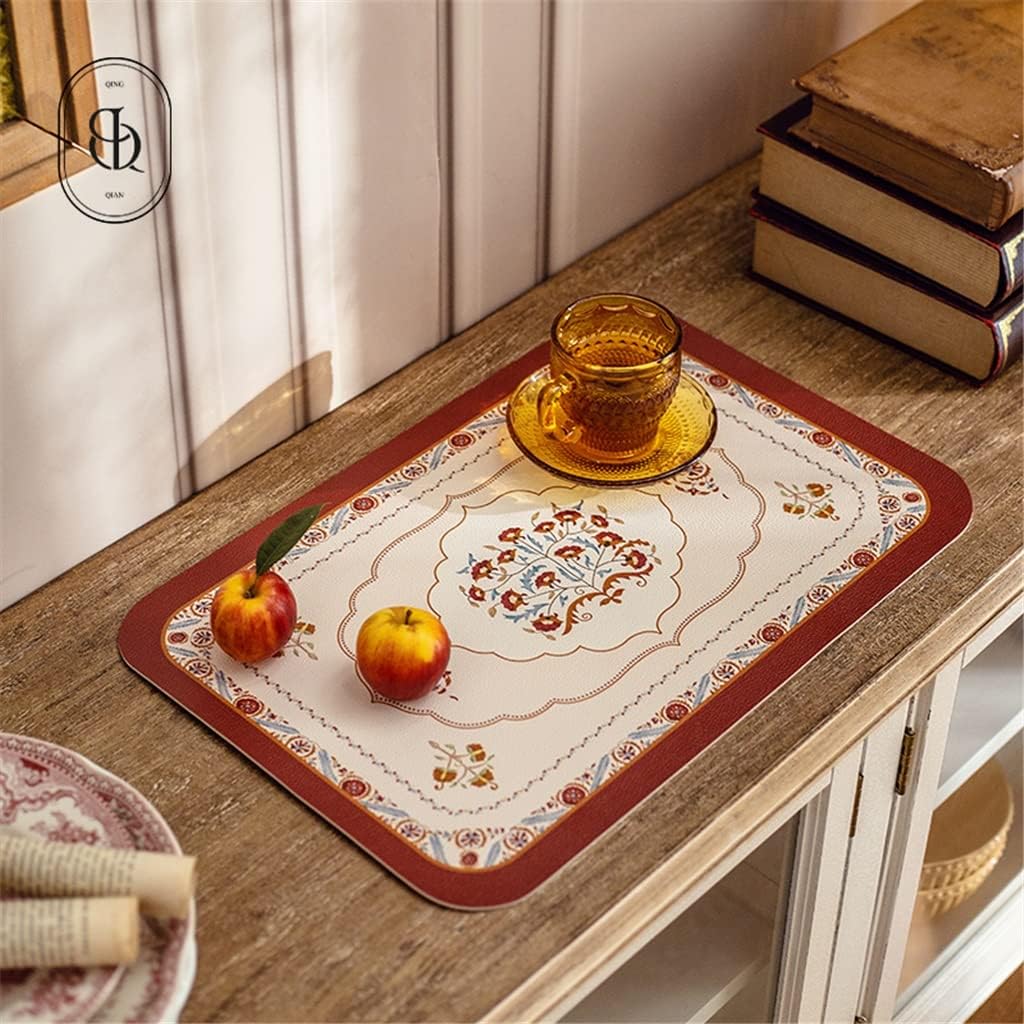 2 Pcs Leather Kitchen Table Mats for Dining Kitchen Accessories Dining Table Decor