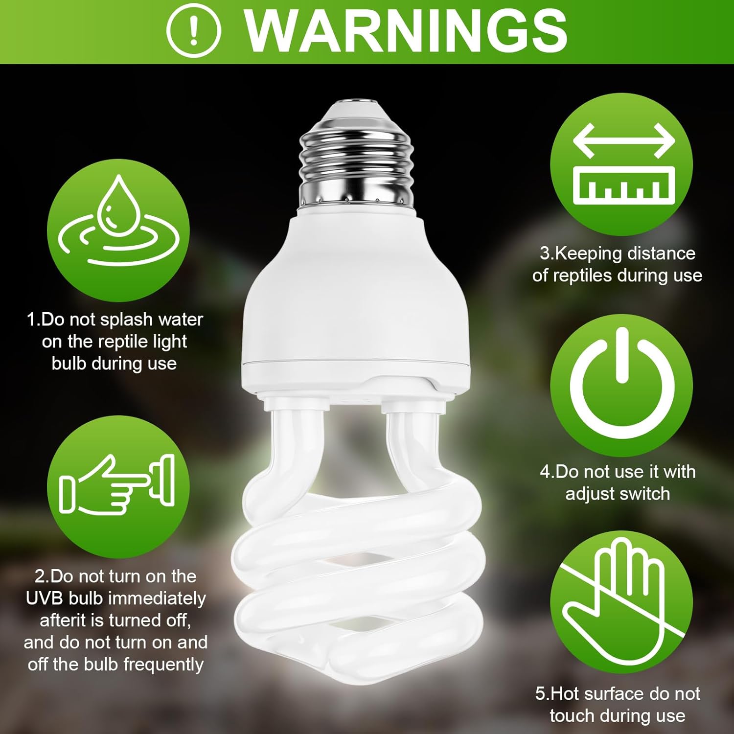 Reginary 4 Pcs UVB Reptile Light 5.0 13 W UVB Bulb for Desert Tropical & Sub-Tropical Reptiles Compact Fluorescent Lamp, Ideal for Chameleons, Lizards, Tortoises, Snakes, Iguanas & Turtles