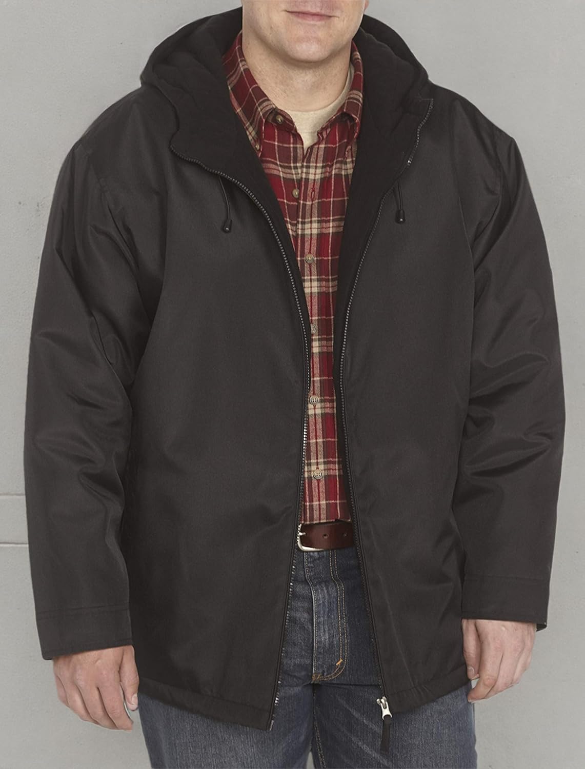 Harbor Bay by DXL Men's Big and Tall Quilt-Lined Hooded Jacket Black - Image 4