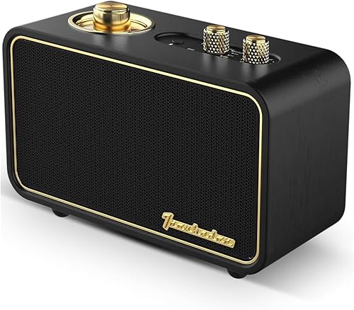 Miniatura 2 de AM FM Radio Altavoz Bluetooth clásico retro, altavoz inalámbrico portátil de madera con subwoofer, dial giratorio de sintonización AMFM, transmisión