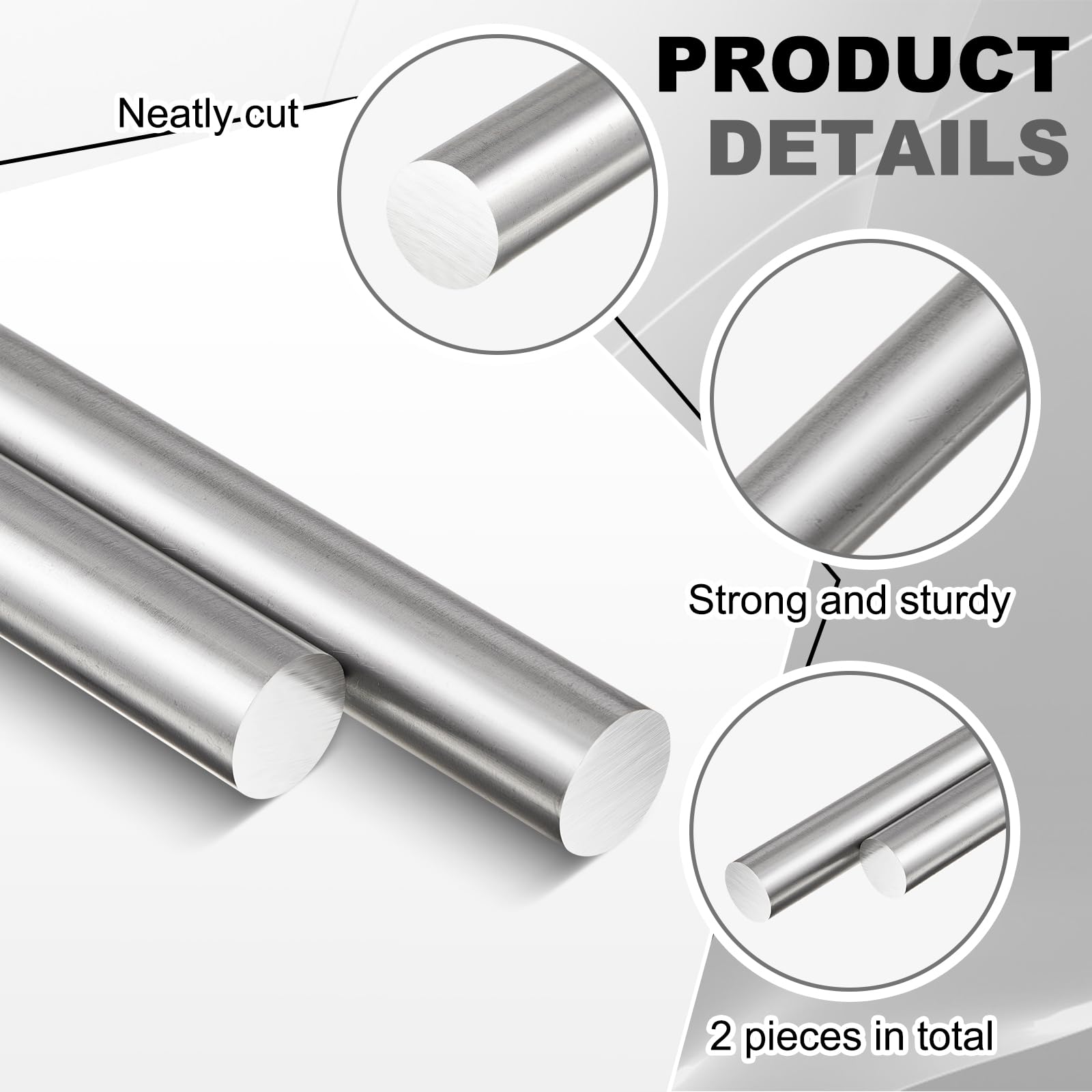 Stainless Steel Round Rods - 2 Pack -4