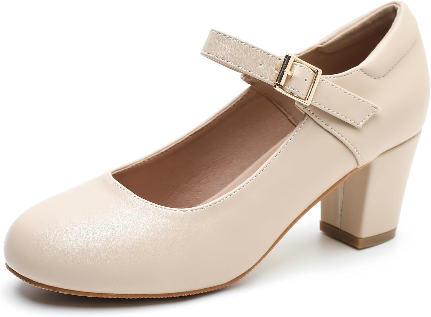 Women's Mary Jane Shoes Low Block Heel Ankle Strap Closed Round Toe Pumps Dress Wedding Office Work Church Shoes