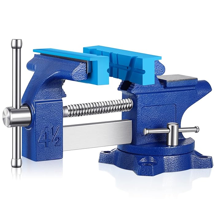 Buy Work Bench Vise with 2 Packs Vise Jaw Pads, Metal Table Vise with Swivel Base and