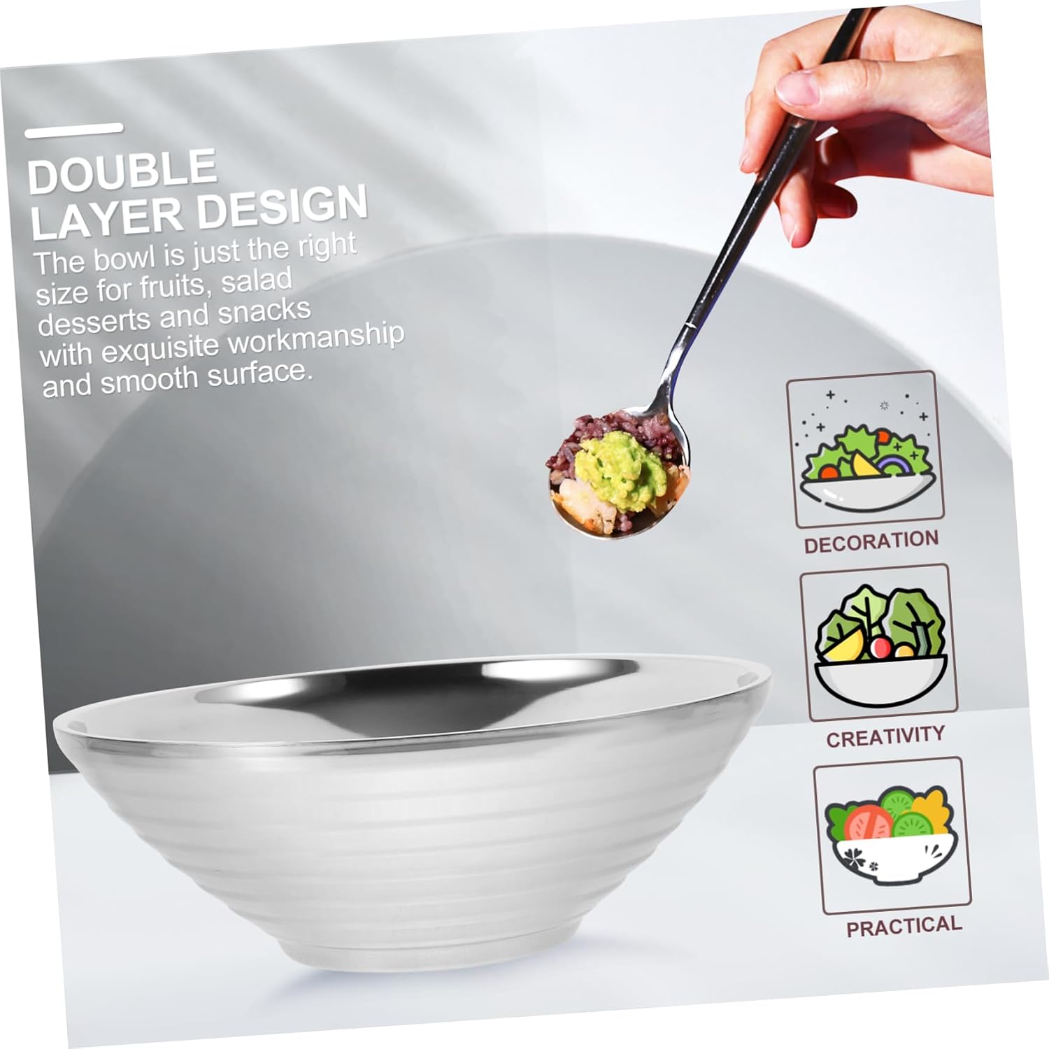 Stainless Steel Ramen Bowl, Reusable Kitchen Serving Bowl for Daily Use