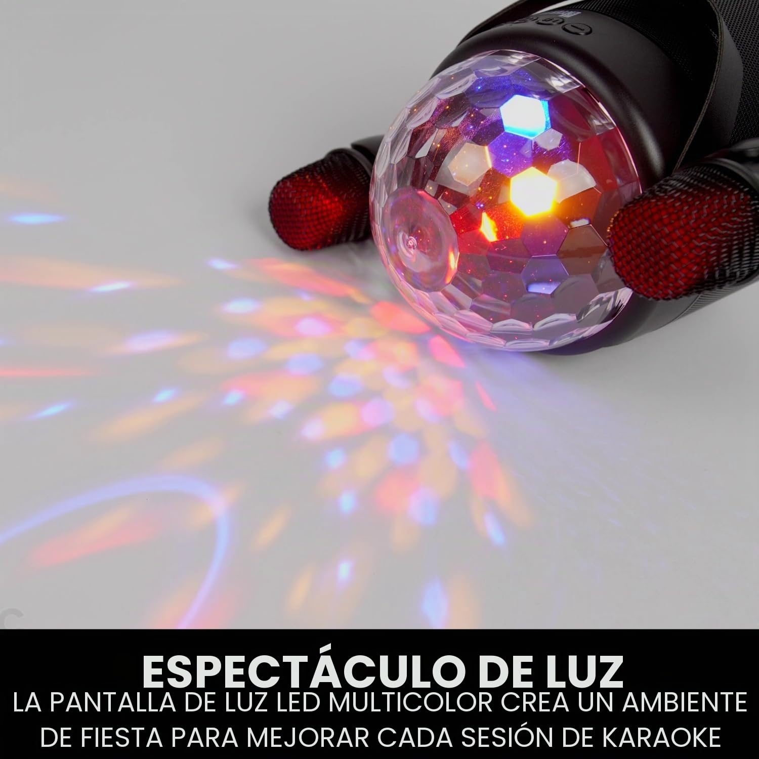 ORBIT Máquina de karaoke portátil con micrófonos inalámbricos y luz LED de bola de discoteca, habilitada para inalámbrica, batería recargable, perfecta para niños y fiestas en casa por Mr Entertainer