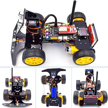 Adeept Smart Car Kit for ESP32-WROVER(Compatible with Arduino IDE), Line Tracking, Obstacle Avoidance, OLED Display, Ultrasonic Sensor, ESP32-CAM Video Transmission, Remote Control, DIY STEM Education
