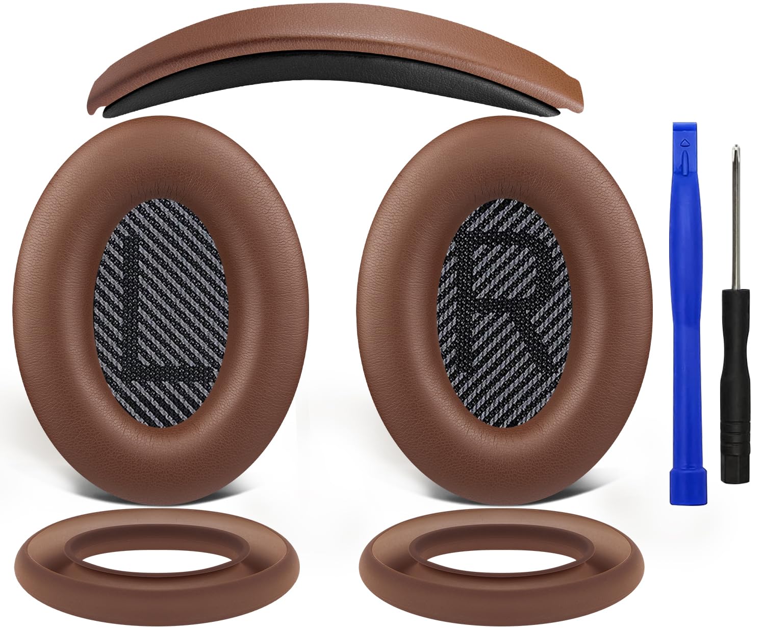SOULWIT Replacement Kit for Bose QuietComfort QC35/QC35 ii Over-Ear Headphones, Ear Pads Cushions + Headband + Silicone Earpads Cover Protector -