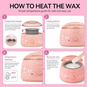 Waxing Kit for Hair Removal - Beginner Friendly Wax Warmer with 6 Bags Hard Wax Beans Freesia & Milk & Aloe, Ideal for Body, Bikini, face, Home Salon Use - Pink Beach