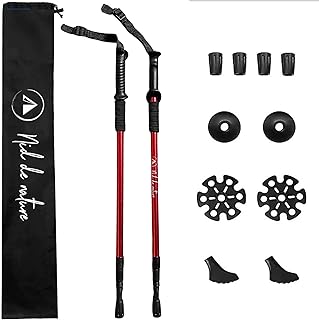 Bâtons de randonnée : Paire télescopique en Fibre de Carbone, Canne rétractable réglable Homme Femmes, Accessoire Pliable Nordique, Accessoires Trail bâton de Marche Polyvalent