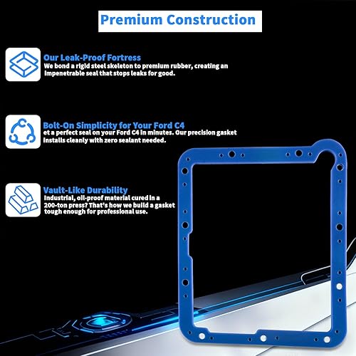 Miniatura 4 de 93107 Junta de cárter de aceite de transmisión para Ford C4 con acero y goma, no necesita sellador, reutilizable a prueba de fugas para reparación