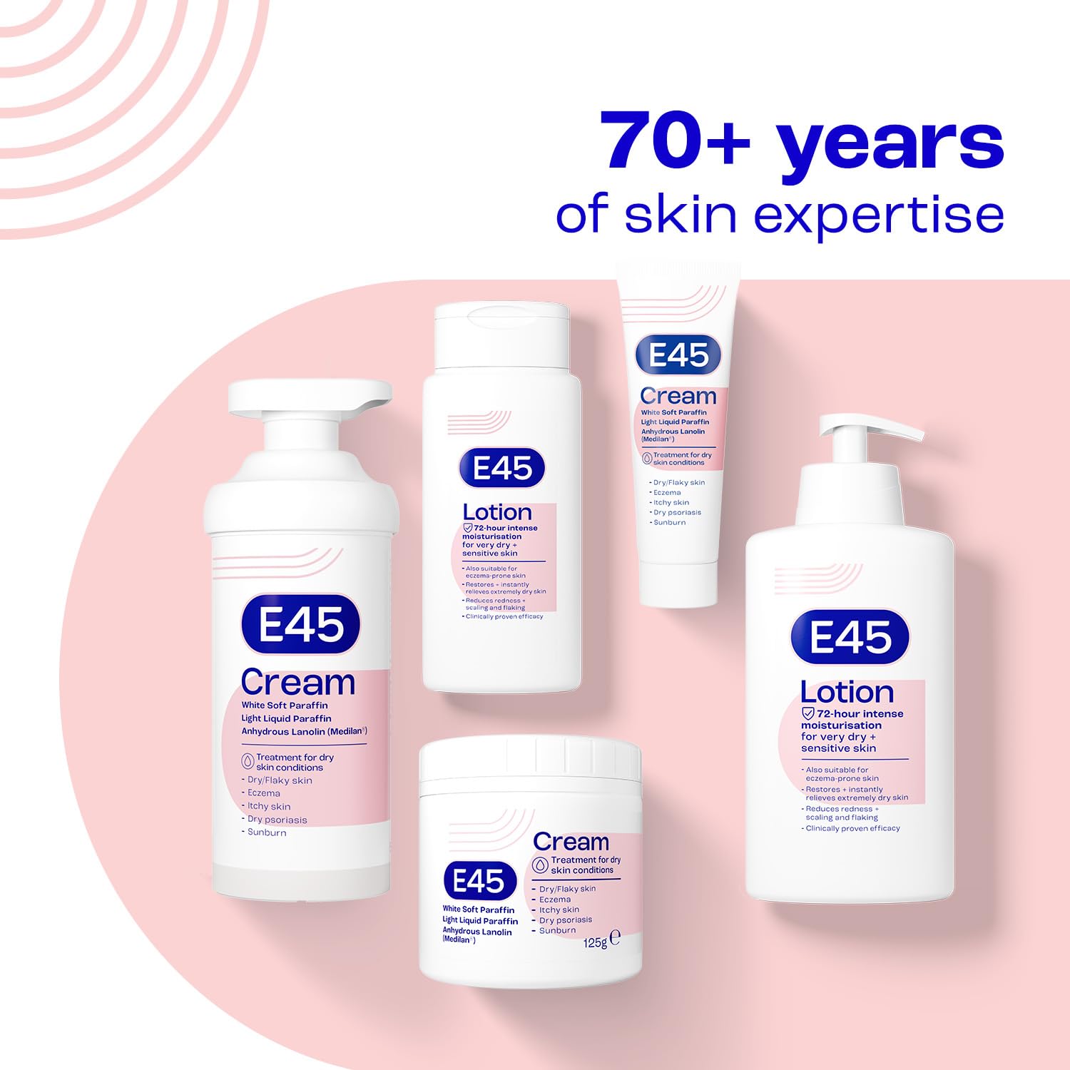 E45 Moisturising Cream 500g - Emollient Lotion for Dry, Itchy & Sensitive Skin - Soothing Eczema Relief Cream - Non-Greasy, Fast Absorbing, Dermatologically Tested Formula — view 8