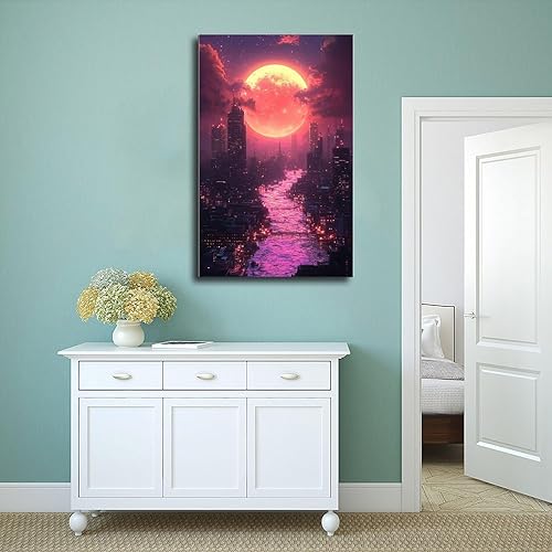 Miniatura 4 de ZMLIS Synthwave Retro Futurism Wall Art  Neon Vaporwave Poster for Gamer Room & Cyber Decor Canvas Poster Bedroom Decor Sports Landscape Office Room