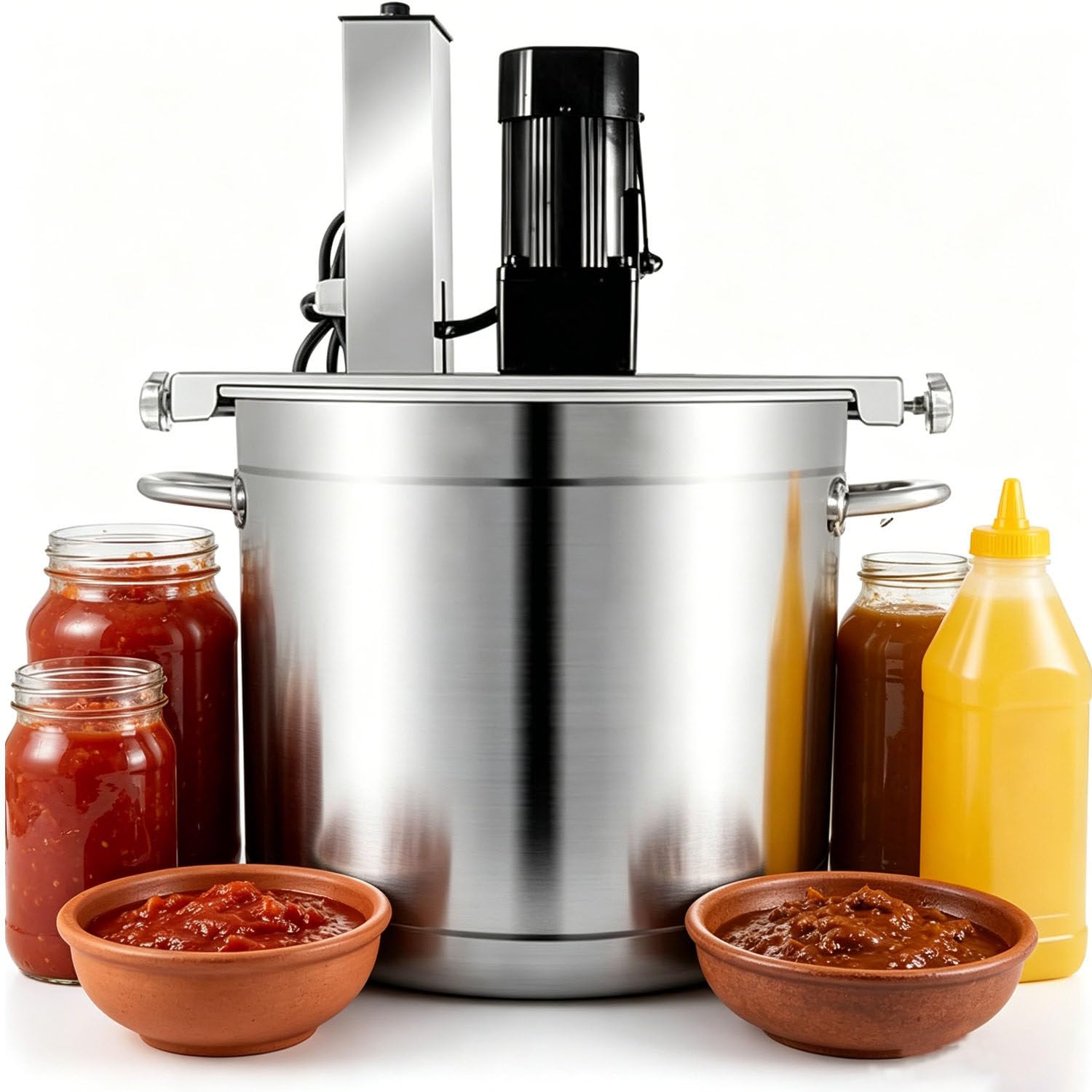 UORDBY Automatic Pot Stirrer for Cooking,Commercial Automatic Food Mixer,Hot Pot Seasoning Sauce Stir Frying Machine,Stirring Speed Adjustable,One-button start 20L
