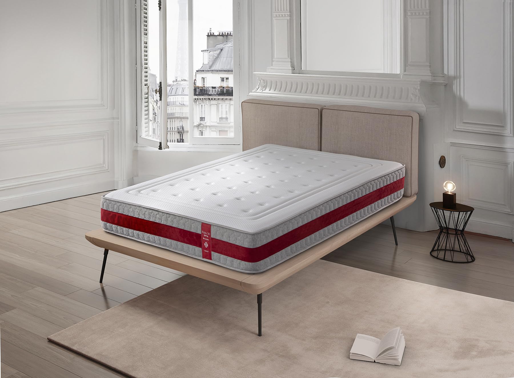 Koen Home Colchón de muelles ensacados 150x190 cm Ruby Spring - Altura +/- 25 cm - Firmeza Media - Espuma Viscoelástica - Adaptabilidad Excelente - Tacto Suave y Sedoso