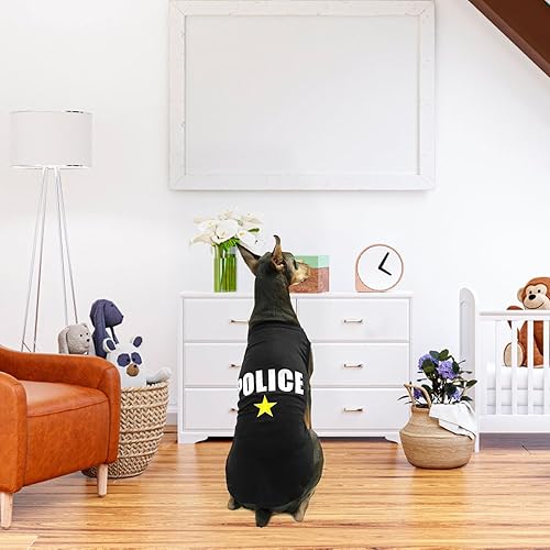 Miniatura 8 de BINGPET Camisa de policía para perros, camiseta de algodón suave para mascotas, ropa para perros, chaleco suave y ligero para perros pequeños y