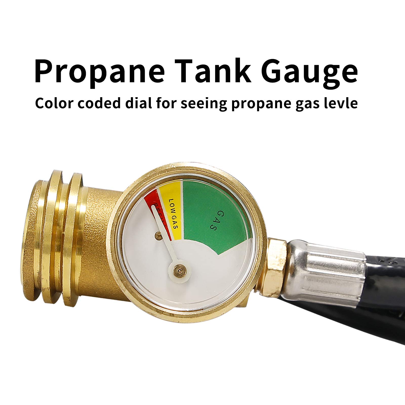 Manguera de extensión de tanque de propano con manómetro, convierte el tanque POL LP en QCC1 para barbacoas de gas, estufas y otros aparatos de propano
