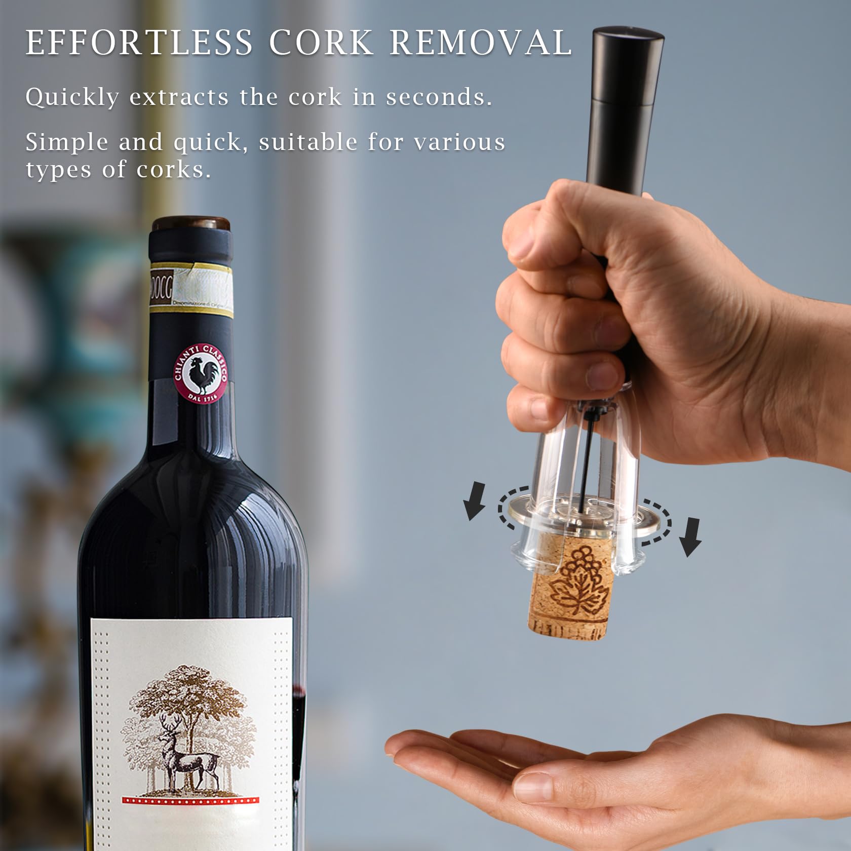 Set de Sacacorchos de Aire a Presión, Incluye Corta Cápsulas, Bomba Vacio Tapon y Vertedor, Abridor de Vino Profesional Funcional, Regalo Ideal para los Amantes del Vino Navidad