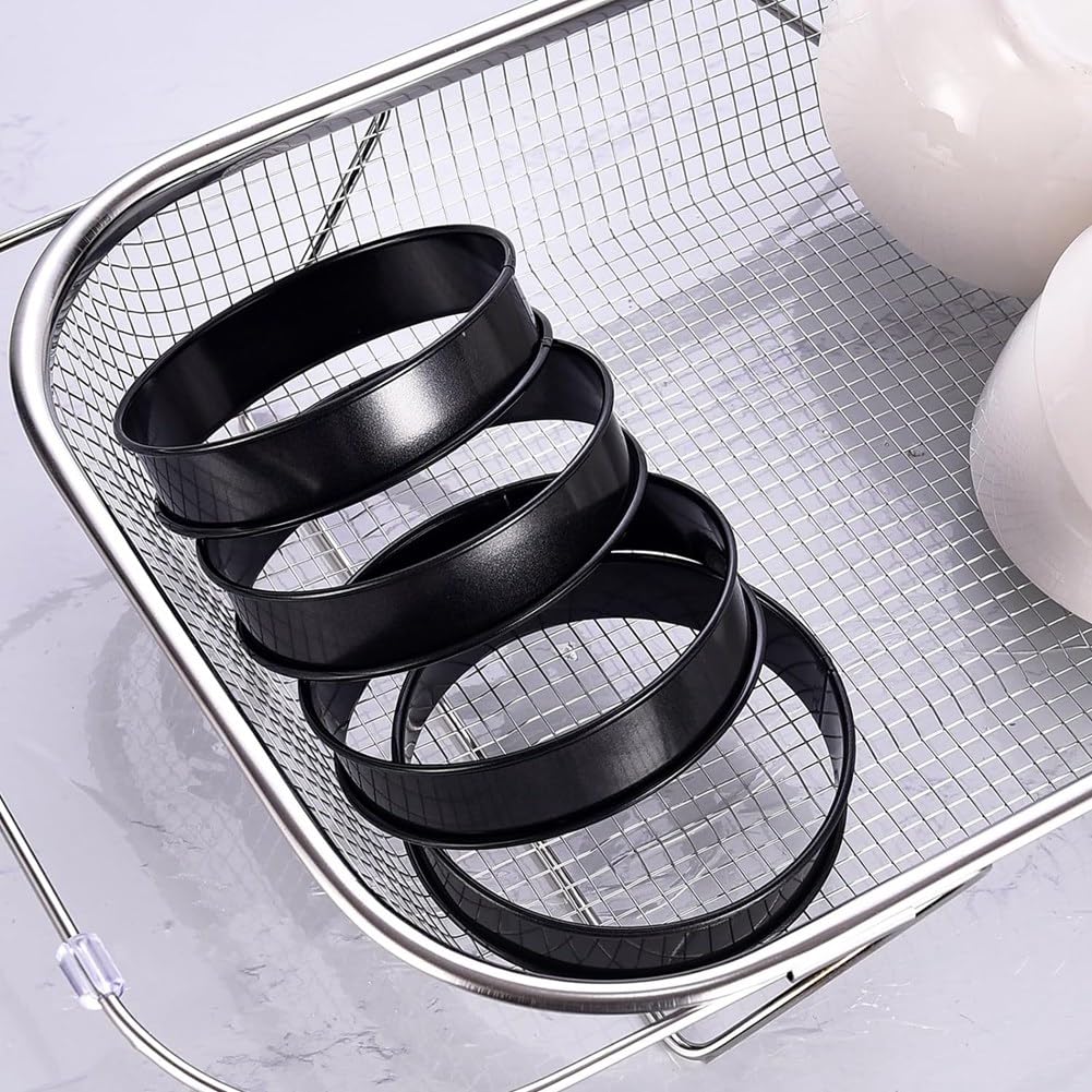 iFutniew 8 anelli antiaderenti per muffin inglesi, in acciaio inox, colore nero, per muffin, pancake