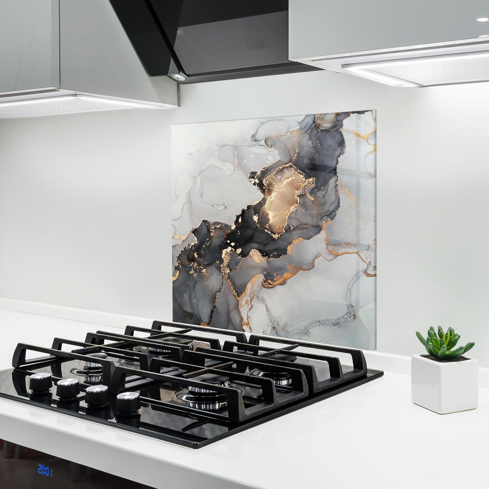 Crédence de cuisine en verre trempé ARTHUB style marbre chic