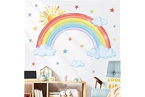 Decalmile Rainbow Wall Decals Sun Cloud Star Wall Stickers for Baby Nursery and Bedroom