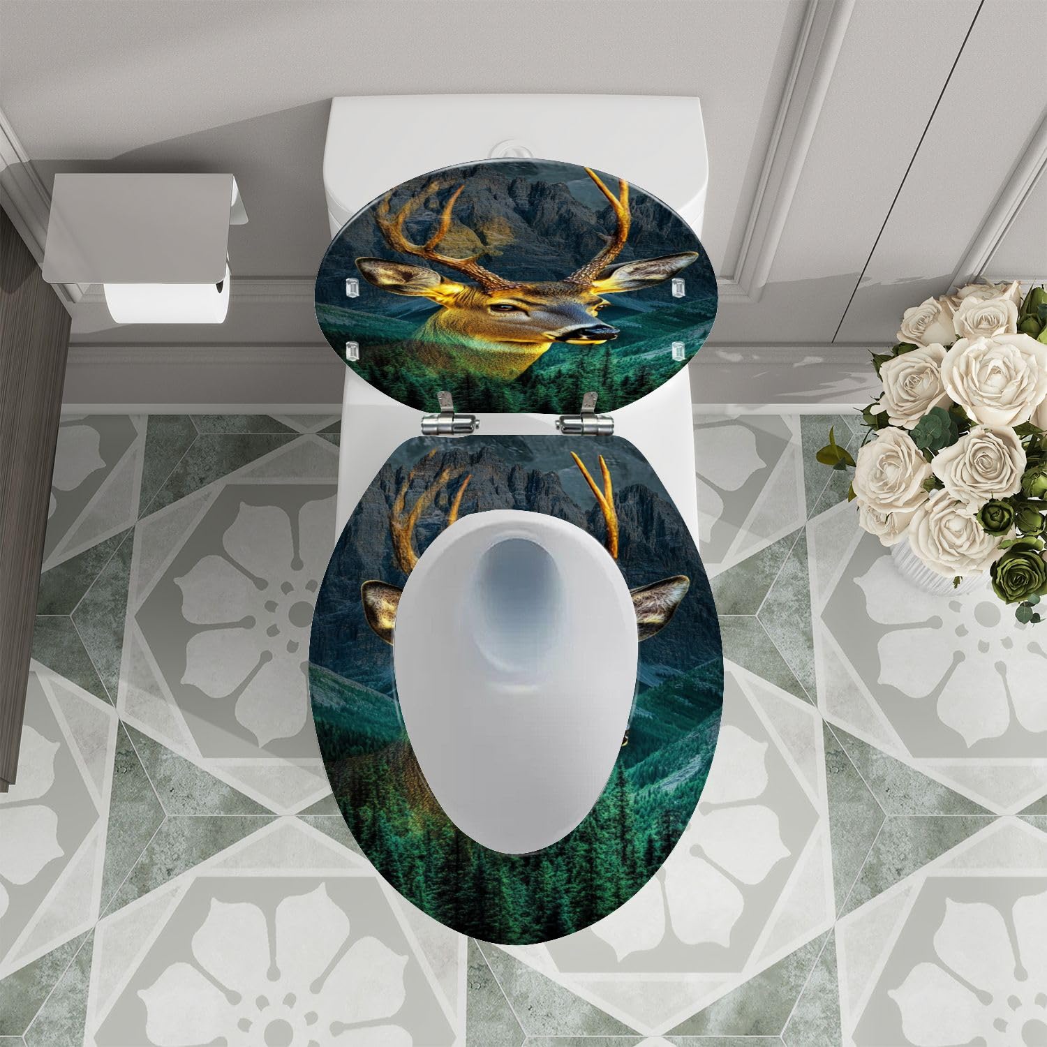 Asiento de inodoro alargado para uso en el baño