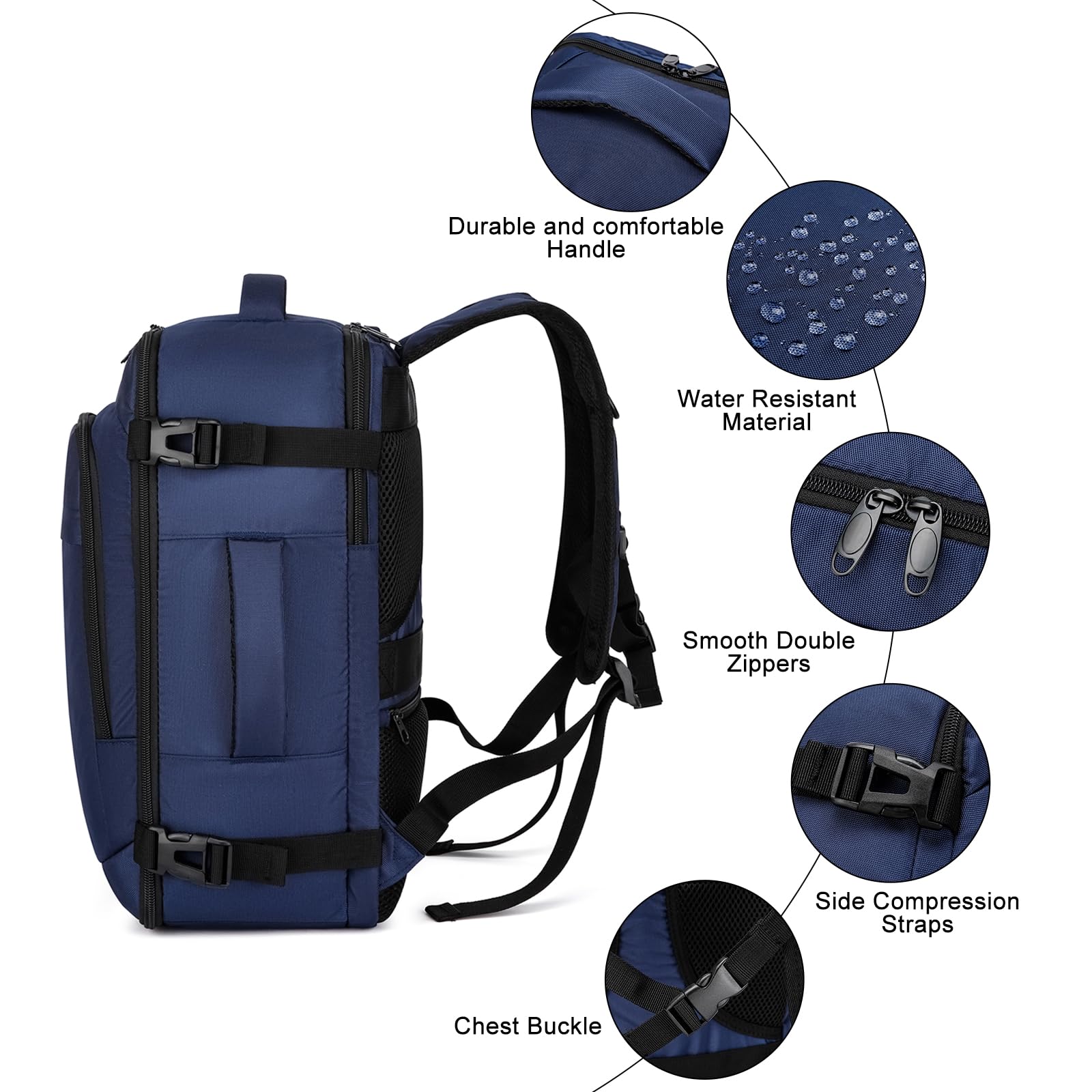 Bagaglio a Mano 40x20x25 per Ryanair Zaino per Wizzair 40x30x20 Zaino da Viaggio Aereo 20L Piccolo Borsa da Cabina per Voli Zaino Donna Uomo 14 Pollici Zaino Porta PC per Scuola Trekking Lavoro,Blu