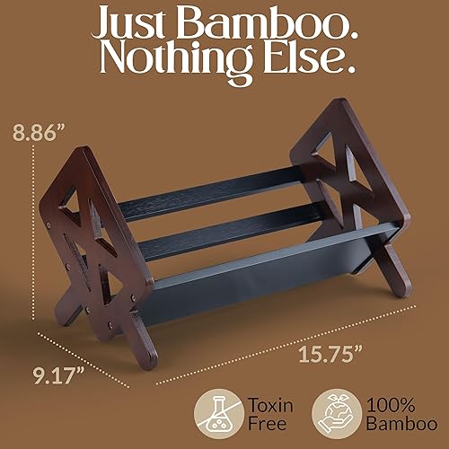 Miniatura 5 de Bunkal Estantería de escritorio de bambú, estante inclinable para almacenamiento, mini organizador de escritorio para libros y cartas, oficina en