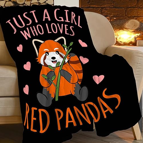 Miniatura 2 de Manta de panda rojo para mujer, suave y acogedora manta decorativa de animales de panda rojo, manta de felpa mullida y cálida con texto en inglés
