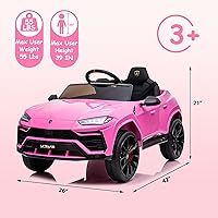 Vista 6 de Electric Car for Kids 12V Licensed Lamborghini Ride On Car with Remote Control,Max Speed 2.5Mph,LED Lights,Music Players,Lockable Doors,Spring