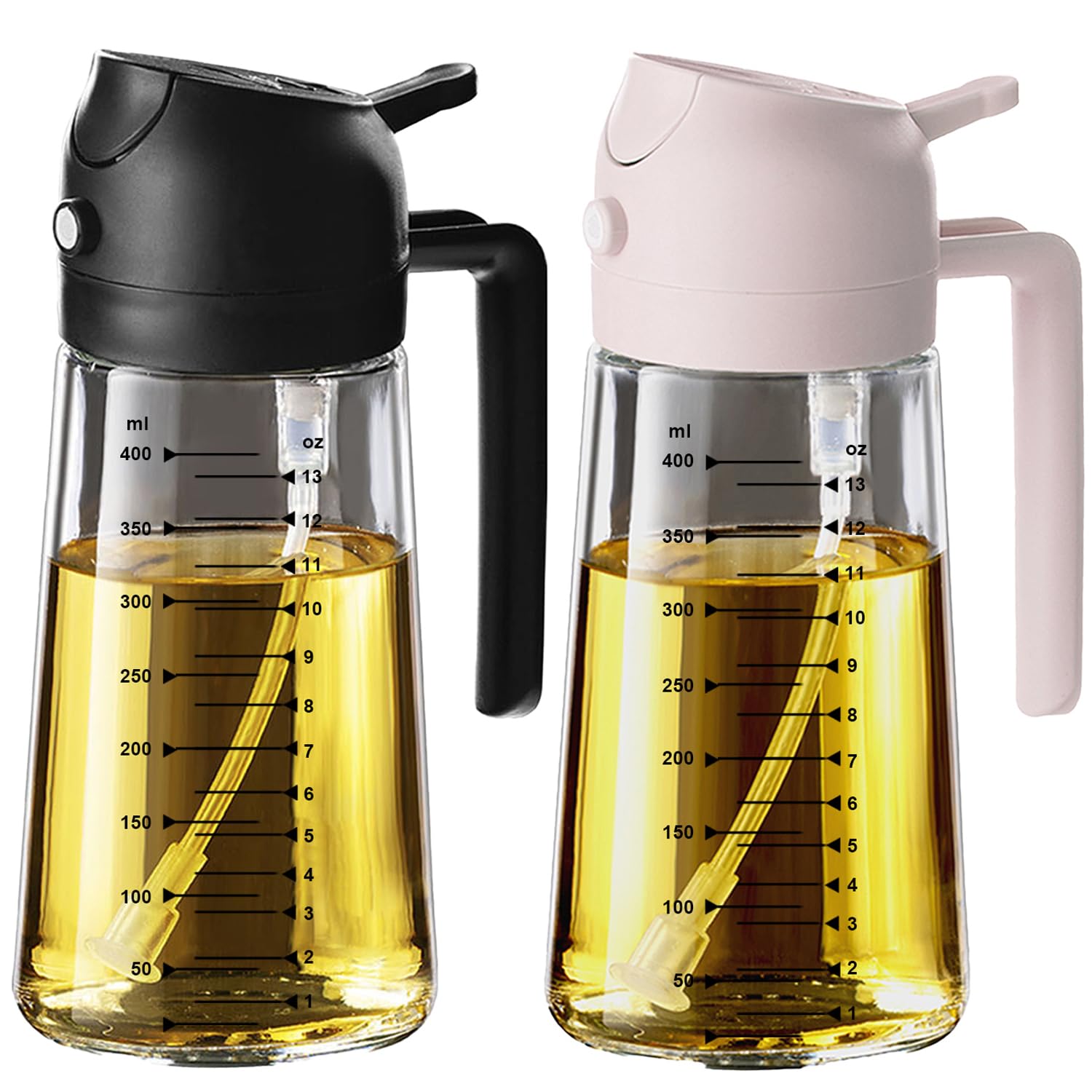 470ml Olive Oil Spray Bottle for Kitchen Gadgets - 2 in 1 Olive Oil Dispenser Bottle and Air Fryer Accessories for Cooking, Salad and BBQ - Assorted Color