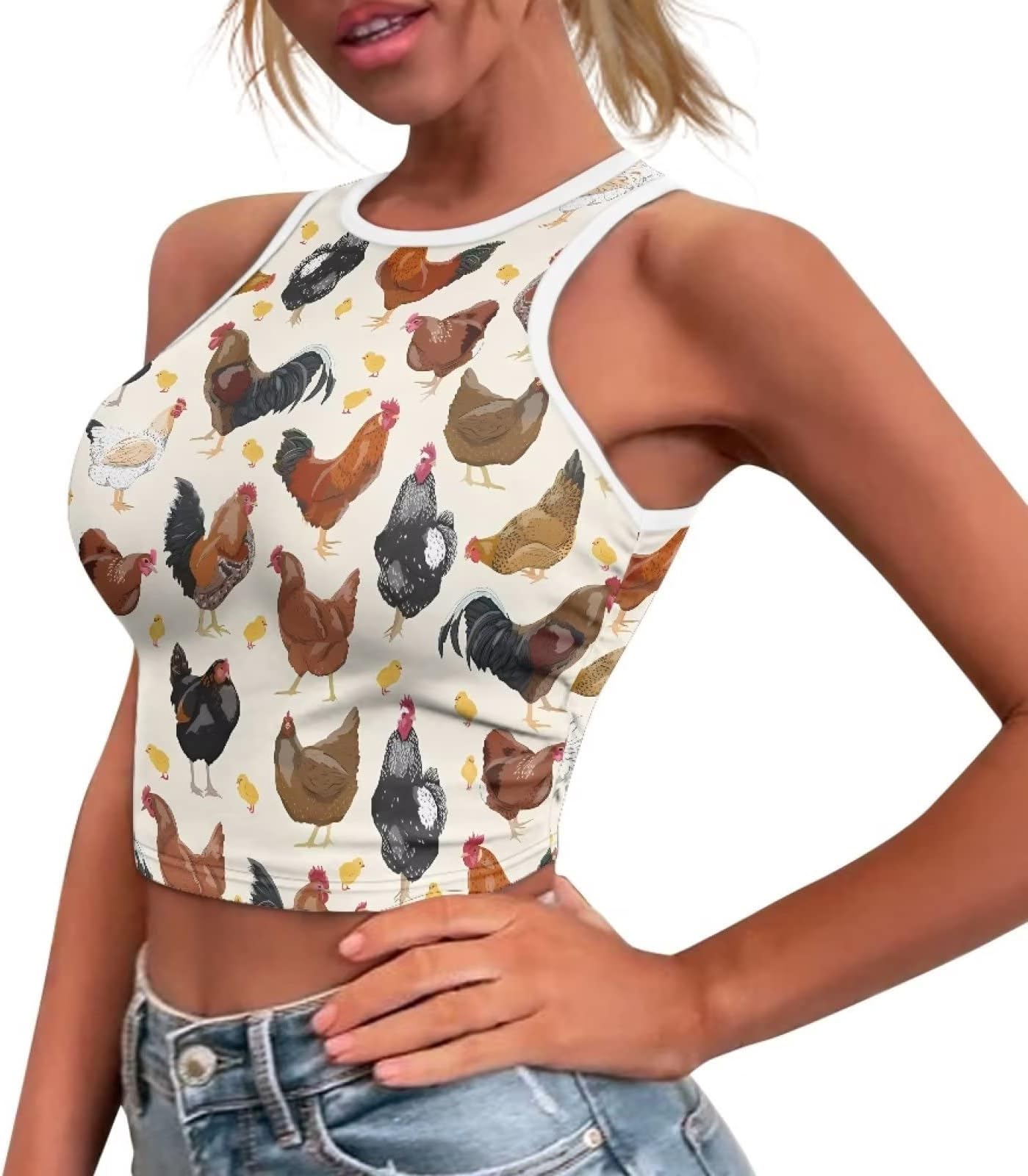 GlomenadeWomens Crop Top Sleeveless Halter Neck Vest Tank Top Slim Fit Racer Back Tight Tees for Travel Out Going Sport
