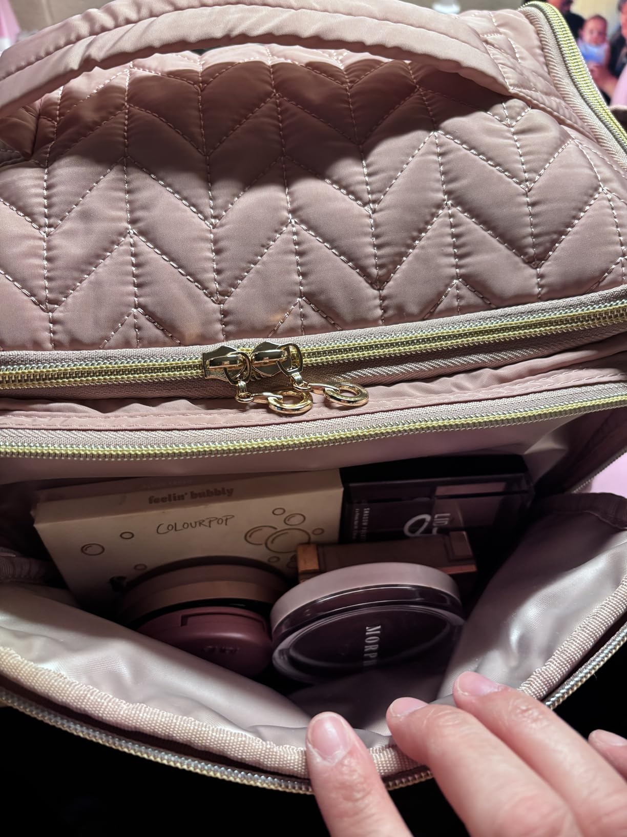 BAGSMART Travel Toiletry Bag, Large Wide-open Travel Bag for Toiletries, Makeup Cosmetic Travel Bag with Handle-Camel 1.1lbs