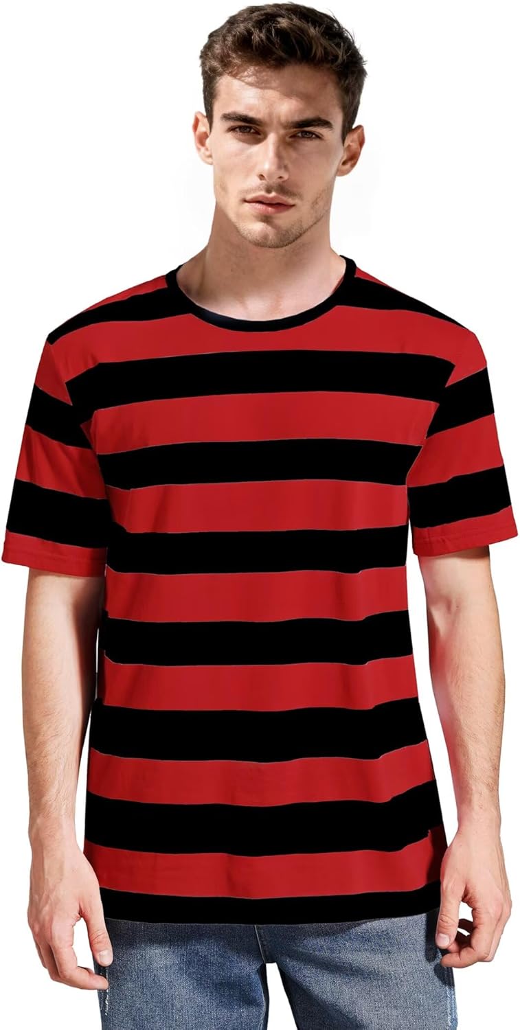 Zecmos Mens Stripes T-Shirts Casual Slim Fit Tshirts Striped Tees Top
