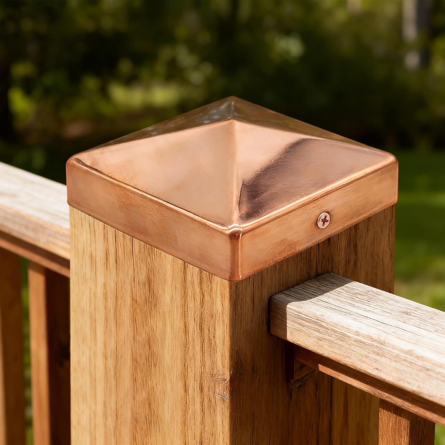 Post Point Cap,ULIFESTAR Solid Copper Post Caps,Fence Pyramid Decking Cover for Fence Wood Mailbox Topper Decks or Corridors(5.5 * 5.5" 2PCS)