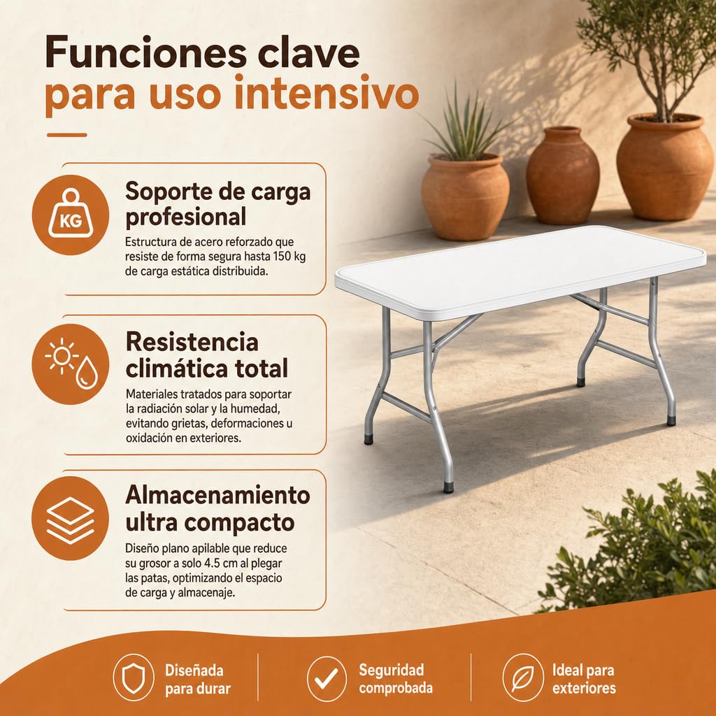 Pack 10 Unidades — Mesa Plegable Multiusos portátil para Eventos, Catering y reuniones en Interiores o Exteriores