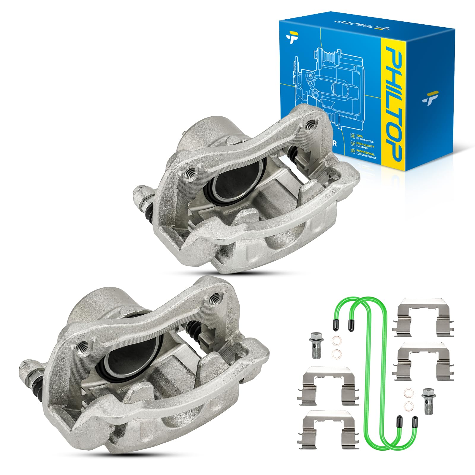 PHILTOP Front Brake Caliper for 2011-2016 Hyundai Elantra, Silver, 2 Pcs