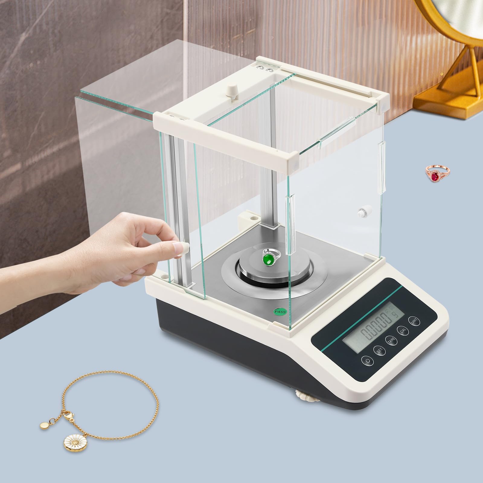 Electronic Analytical Balance, High Precision Lab Analytical Balance with Weighting Tray, Laboratory Electronic Analytical Balance for Labs, Schools, Universities, 0.1mg Accuracy