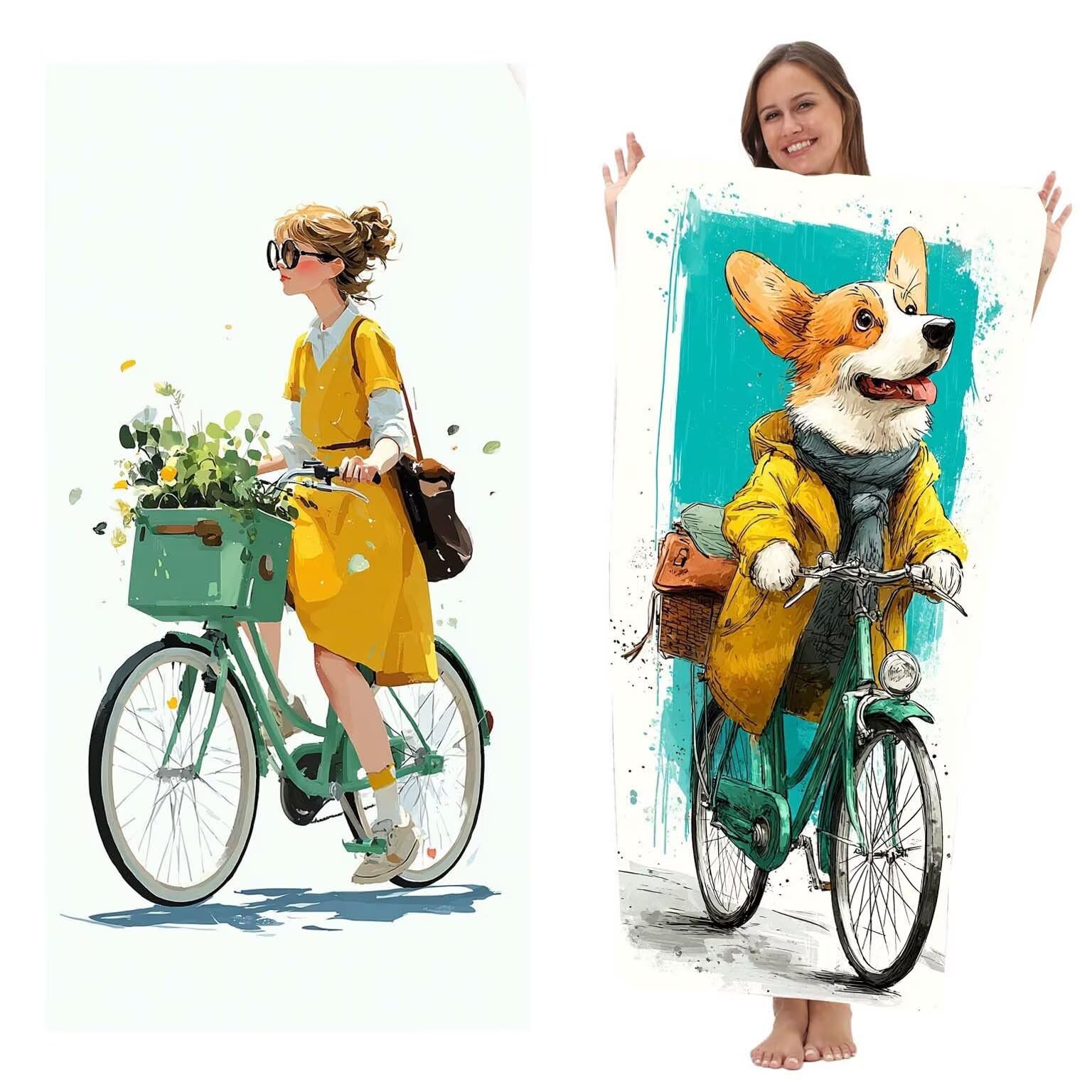 Toalla Playa Microfibra Grande Toallas de Piscina Pareos Playa Mujer Antiarena Beach Towel Grandes XXL, Ligera Toallas Viaje Secado Manta de Piscina Para (90x180 cm, Bicicletas Para Niñas) z-3525