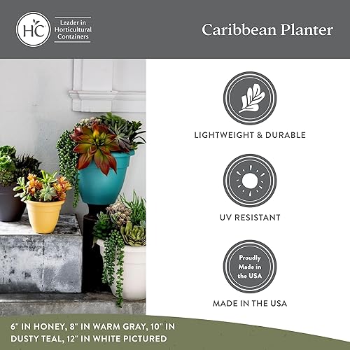 Miniatura 3 de The HC Companies, Caribbean - Maceta de plástico y ligera de 14 pulgadas para interiores y exteriores, maceta para hierbas y flores, color negro