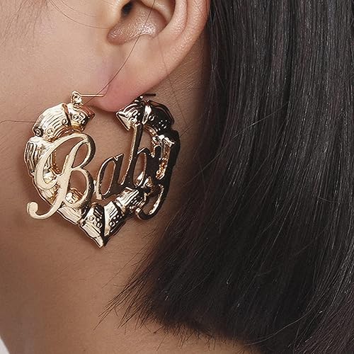 Vista 4 de Aretes de bambú para mujeres, gran set de aretes de aro de bambú, estilo hip hop de los 80 y 90, joyería para regalos de fiesta, accesorios