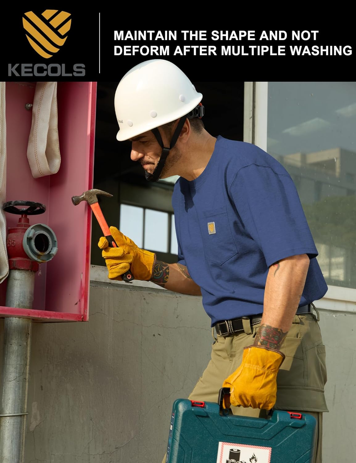 Men's Loose Fit Heavyweight Short-Sleeve Pocket Work T-Shirt (Regular&Tall) - Image 5