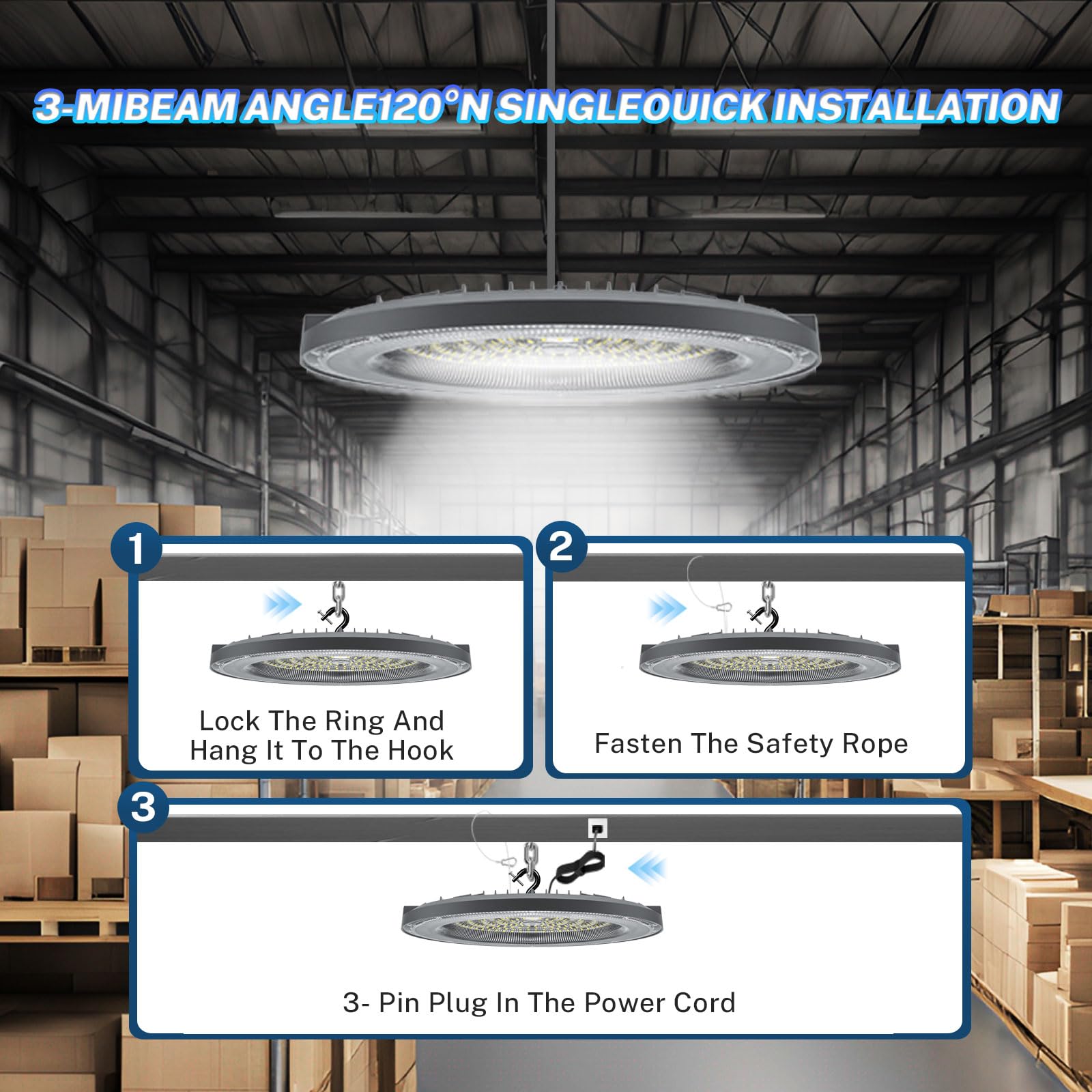 THELUX 200W 10Pack UFO Led High Bay Lights 5000K 28000LM Equiv 800WMH HPS High Bay Led Shop Lights — view 5