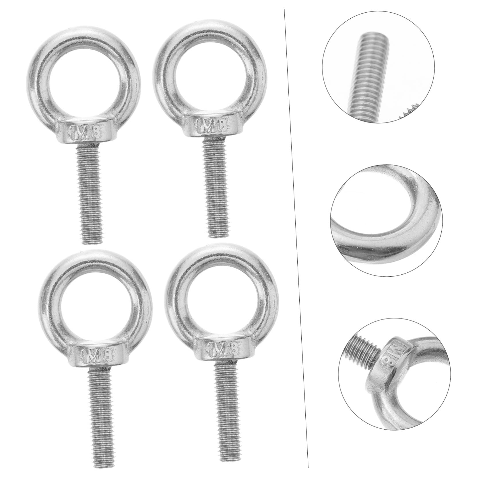 CIYODO 5Pcs Stainless Steel Eye Bolts Threaded Lifting Screws for Swings Kayaks Construction More Stainless Steel for Resistance Easy Installation