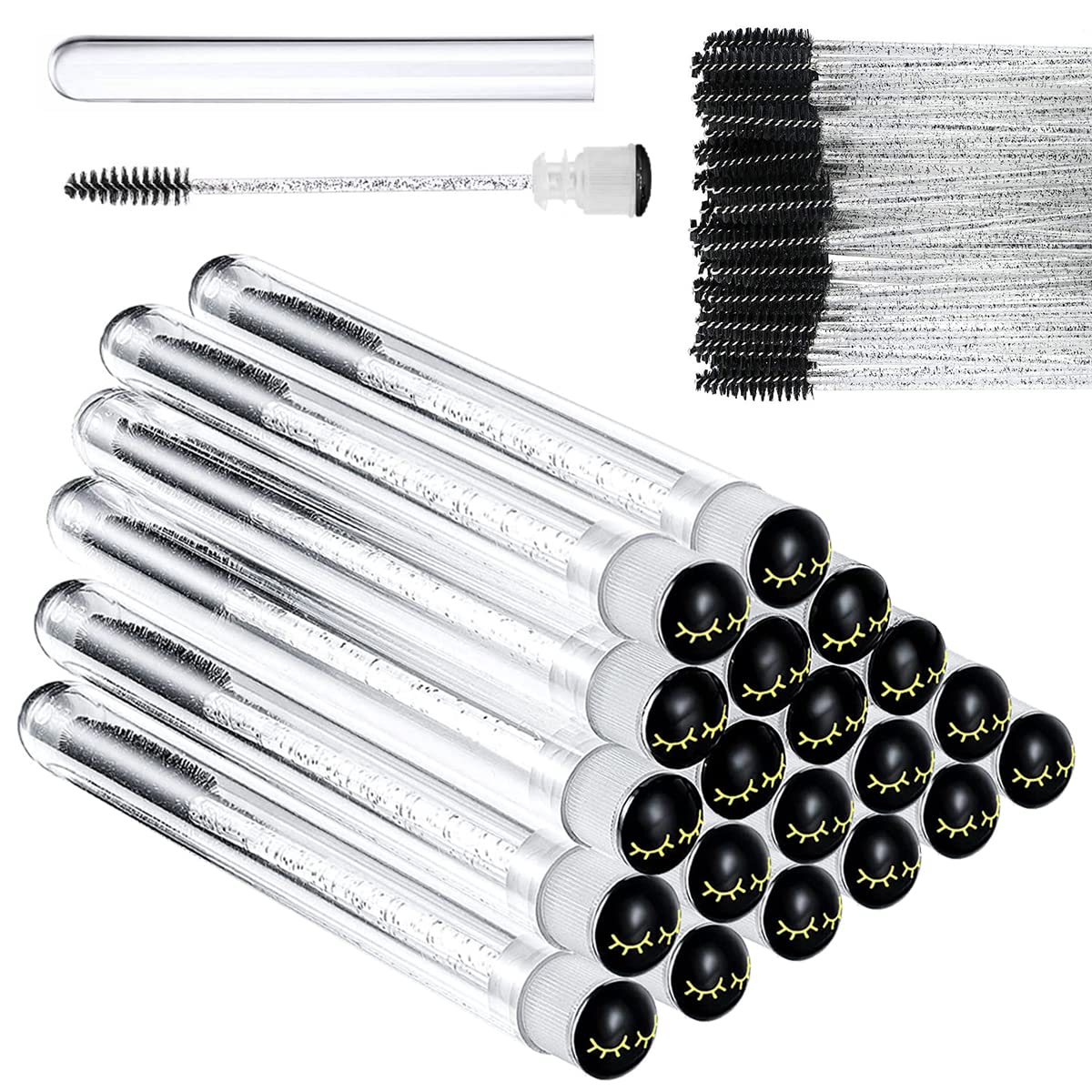 90 Pieces Disposable Mascara Brushes Tubes Set 20 Pieces Empty Tubes