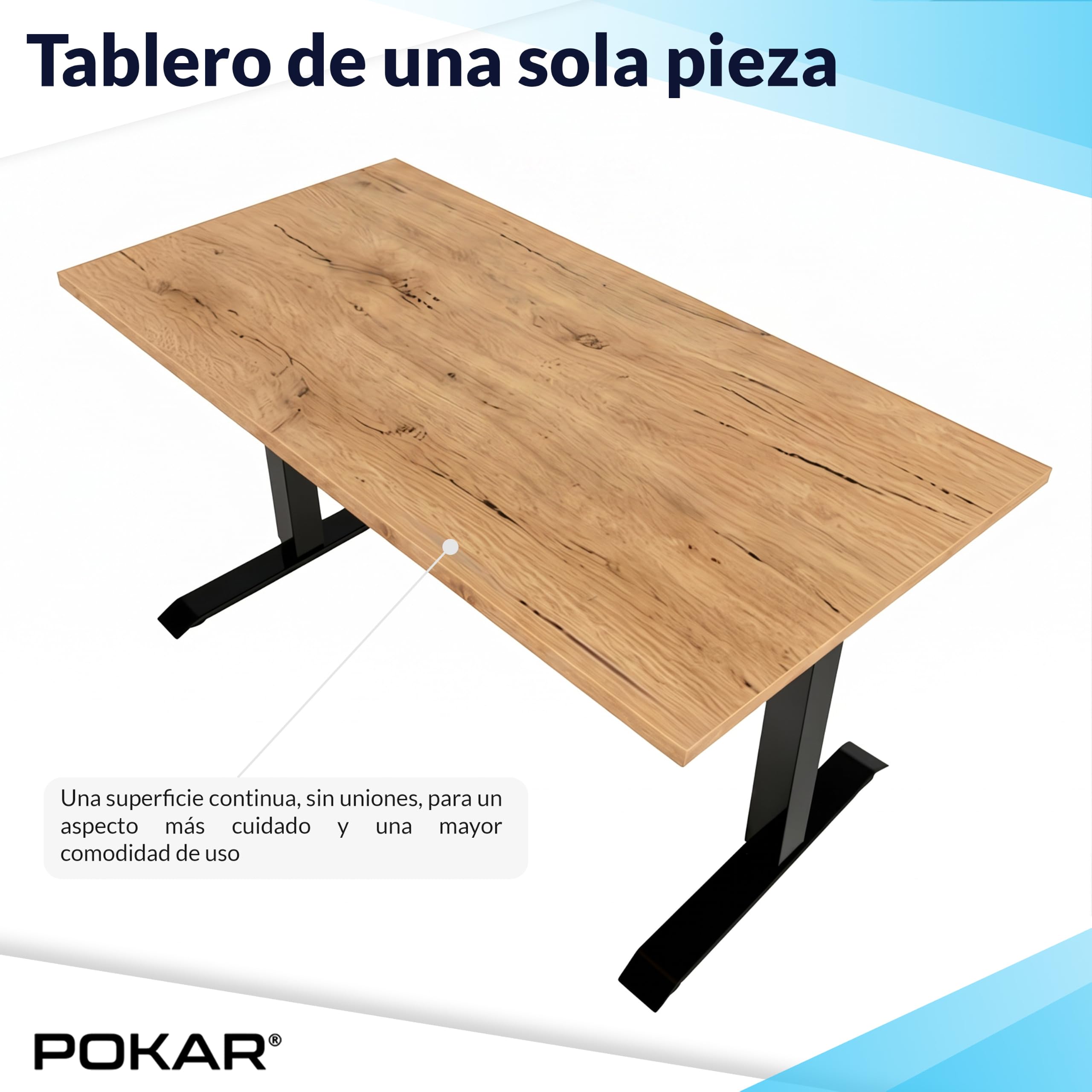 POKAR Escritorio Elevable Eléctrico 120x70 cm | Tablero Macizo 25mm | Panel con Memoria, USB-C y USB-A | Mesa Regulable en Altura para Teletrabajo | Estructura Plateada, Tablero Blanco